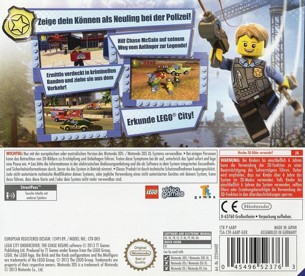 LEGO City Undercover: The Chase Begins - Nintendo 3DS Rückseite