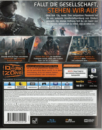 Tom Clancy's The Division - PlayStation 4 Rückseite