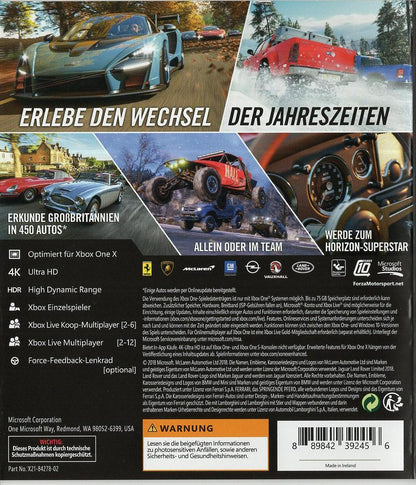 Forza Horizon 4 - Xbox One Rückseite