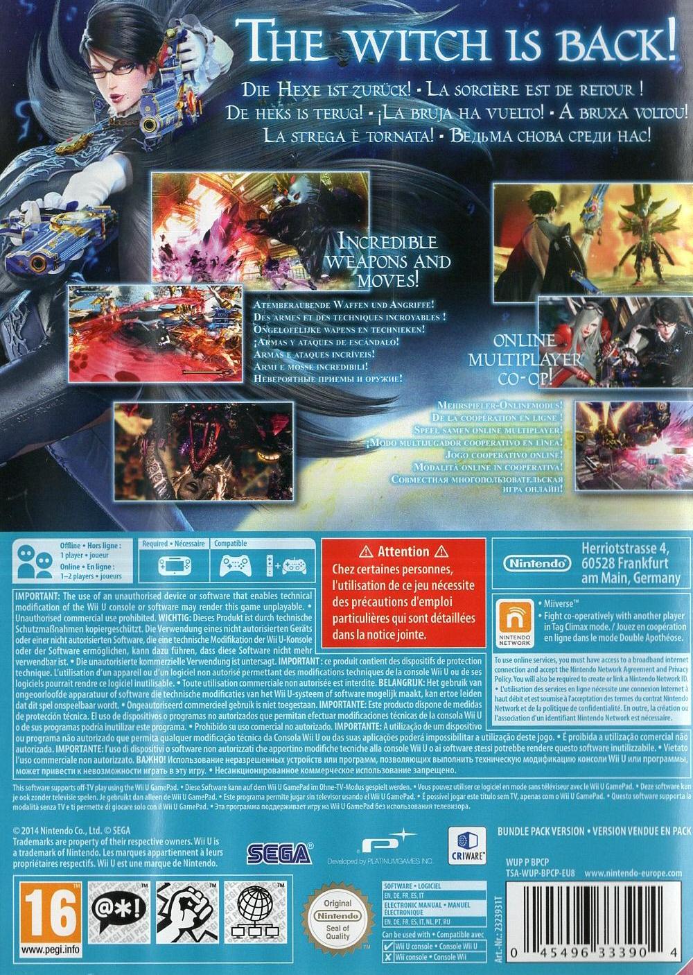 Bayonetta 2 - Nintendo Wii U Rückseite
