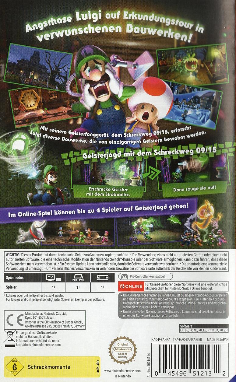 Luigi's Mansion 2 HD - Nintendo Switch Rückseite