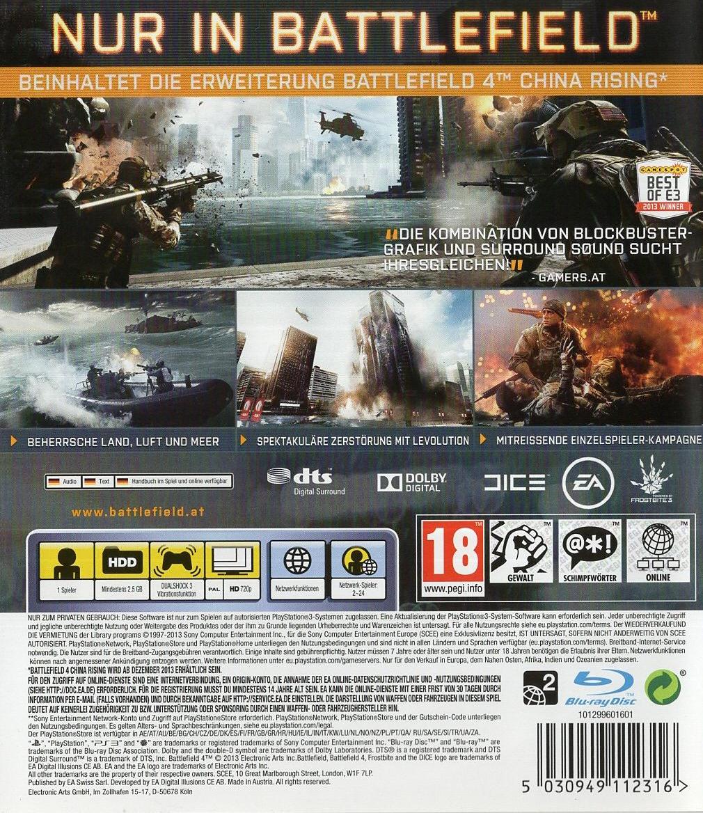 Battlefield 4 - PlayStation 3 Rückseite
