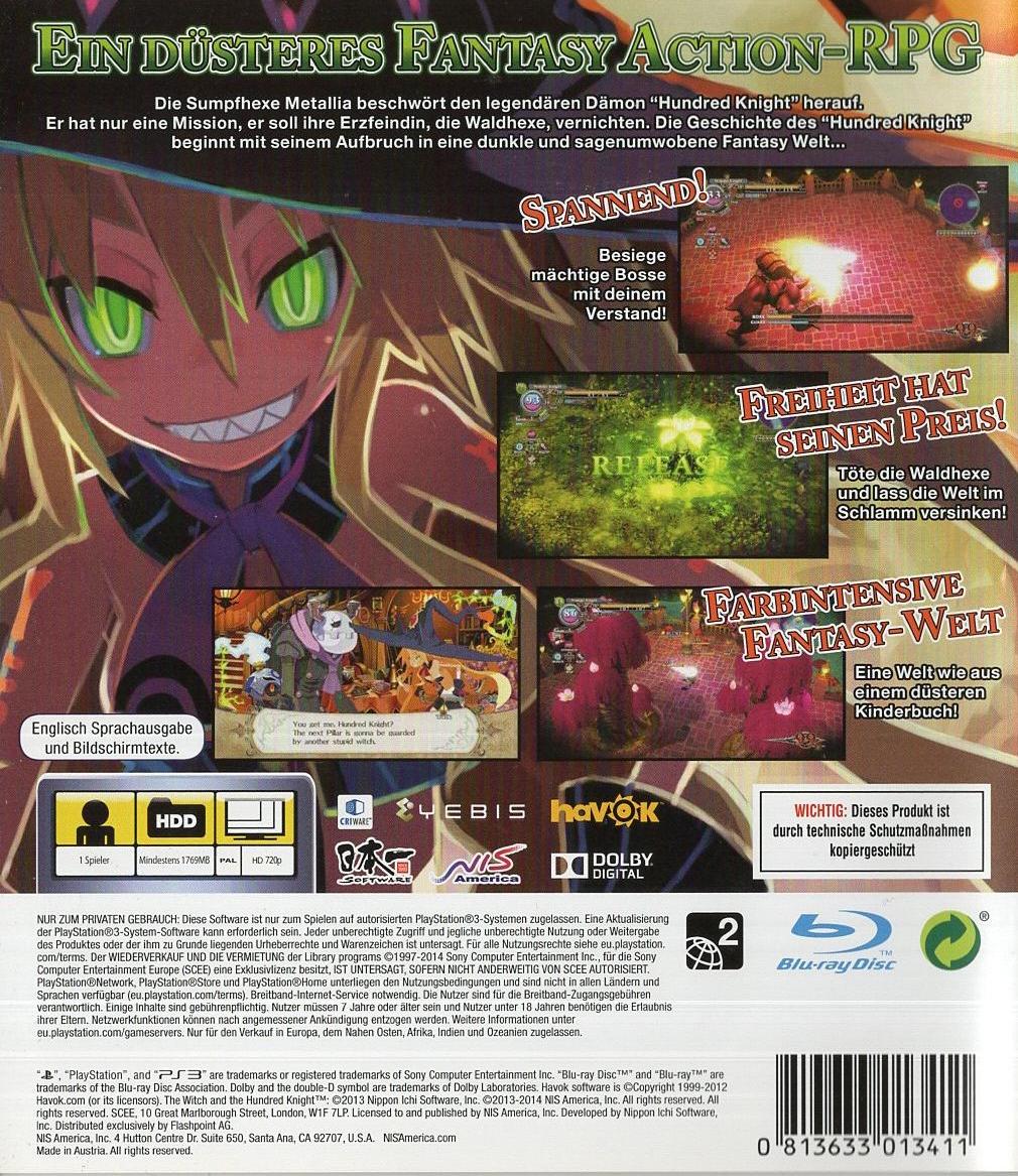 The Witch and the Hundred Knight - PlayStation 3 Rückseite