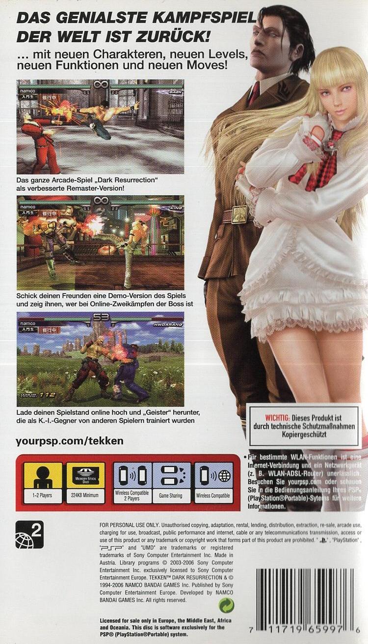 Tekken: Dark Resurrection - PlayStation Portable Rückseite