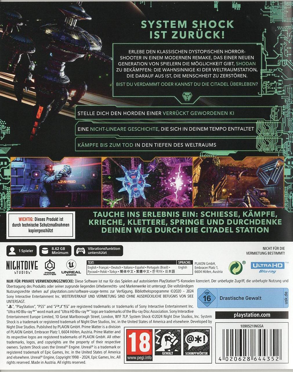 System Shock - PlayStation 5 Rückseite