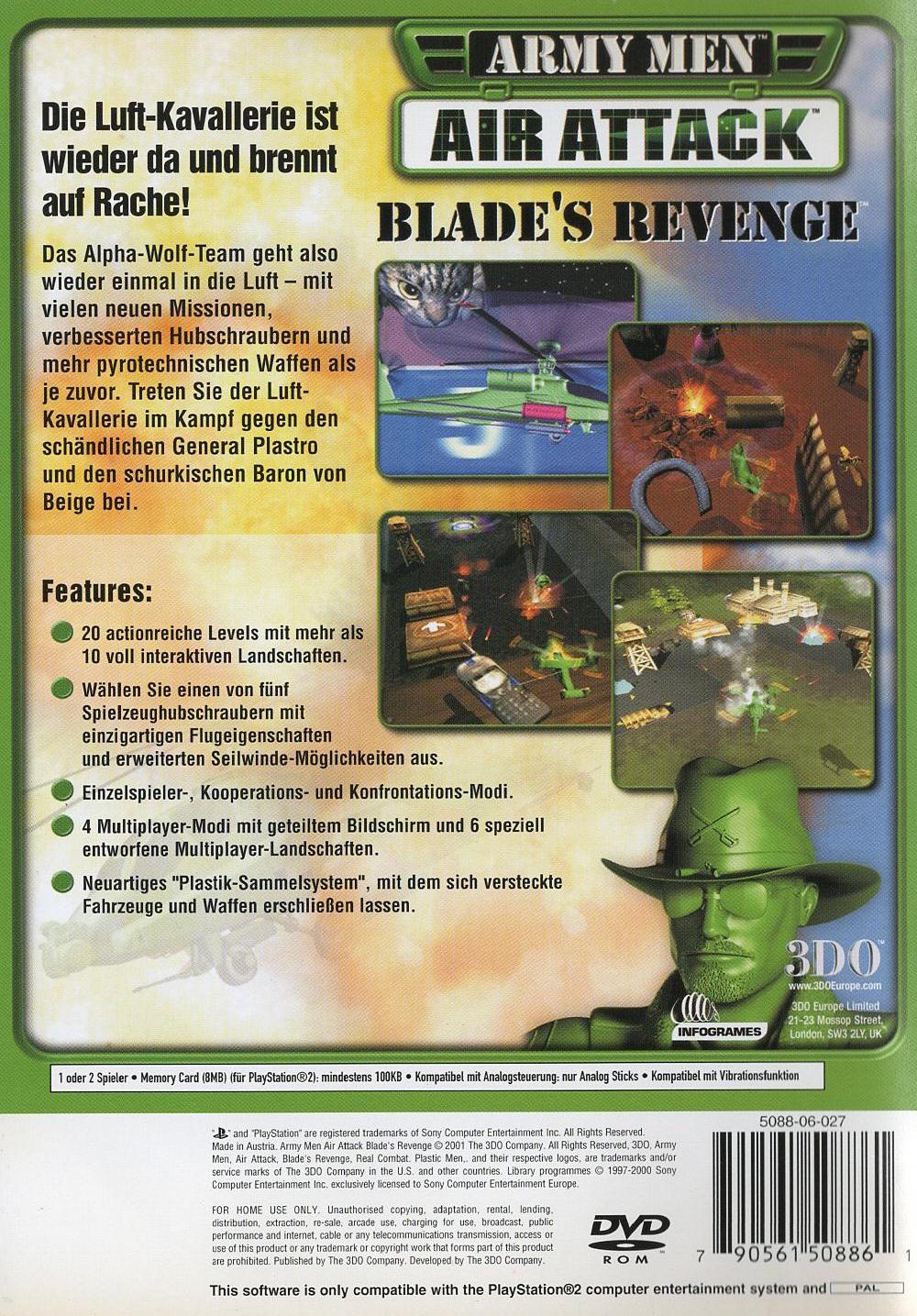 Army Men: Air Attack - Blade's Revenge - PlayStation 2 Rückseite