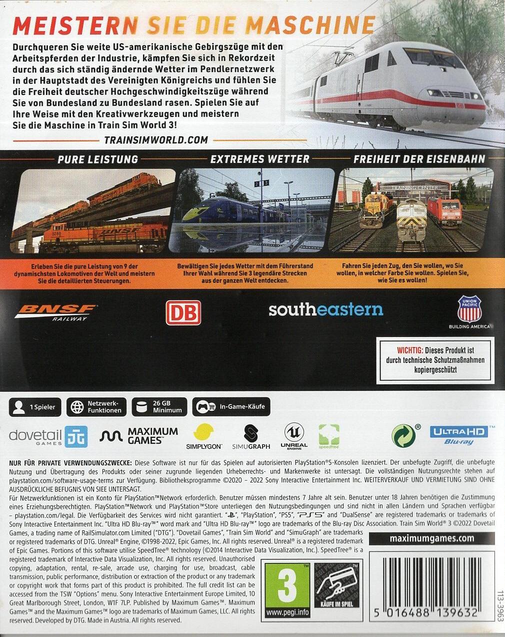 Train Sim World 3 - PlayStation 5 Rückseite