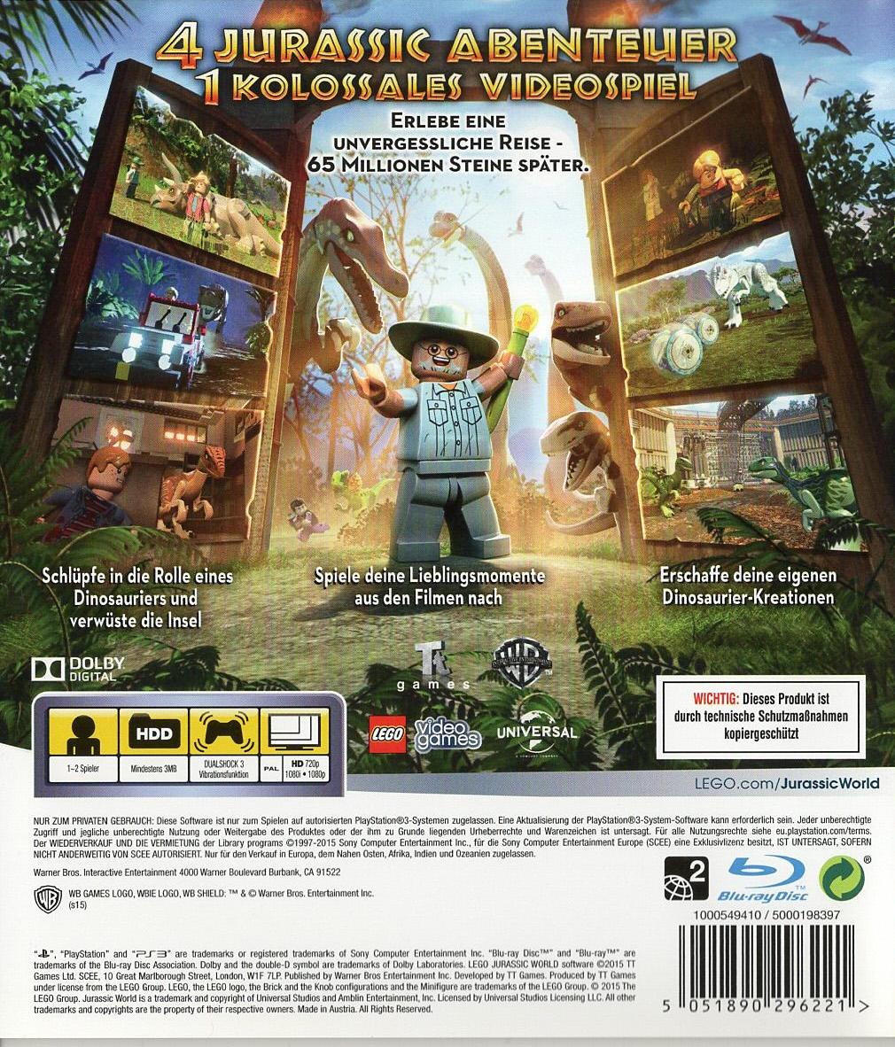 LEGO Jurassic World - PlayStation 3 Rückseite