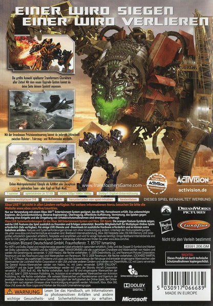 Transformers: Die Rache - Xbox 360 Rückseite