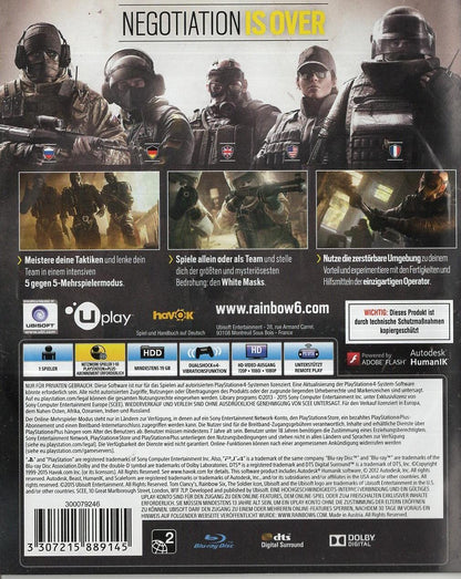 Tom Clancy's Rainbow Six Siege - PlayStation 4 Rückseite