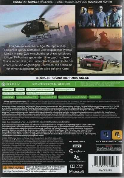 Grand Theft Auto V - Xbox 360 Rückseite