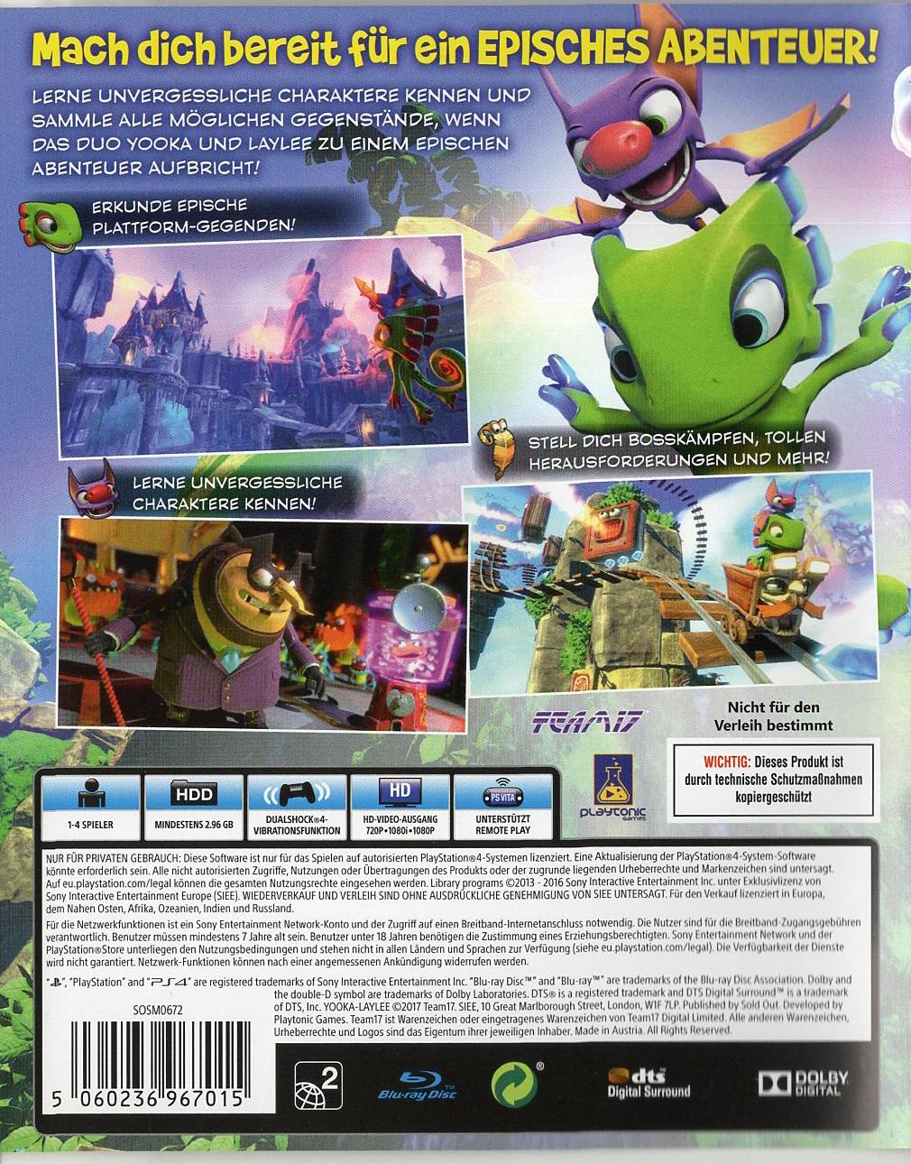 Yooka-Laylee - PlayStation 4 Rückseite