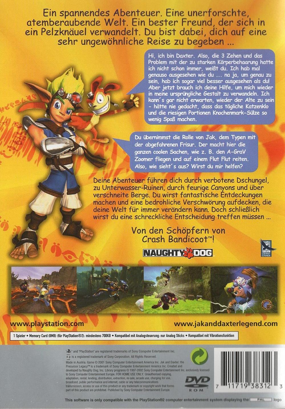 Jak and Daxter: the Precursor Legacy - PlayStation 2 Rückseite