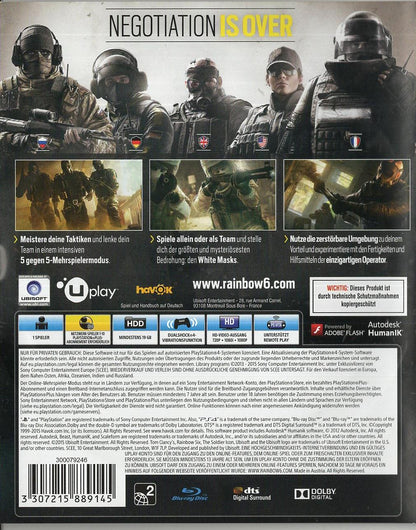 Tom Clancy's Rainbow Six Siege - PlayStation 4 Rückseite