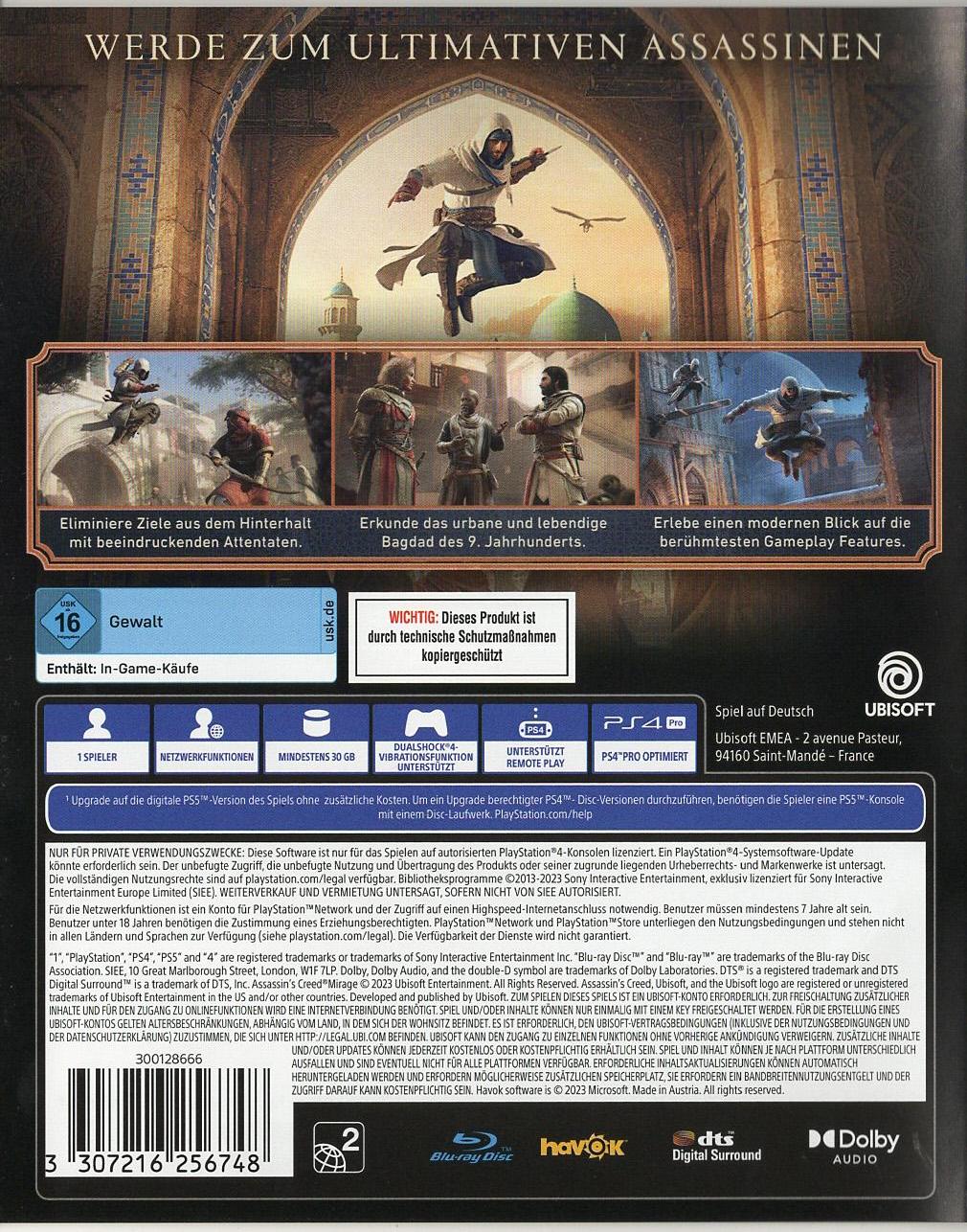 Assassin's Creed Mirage - PlayStation 4 Rückseite