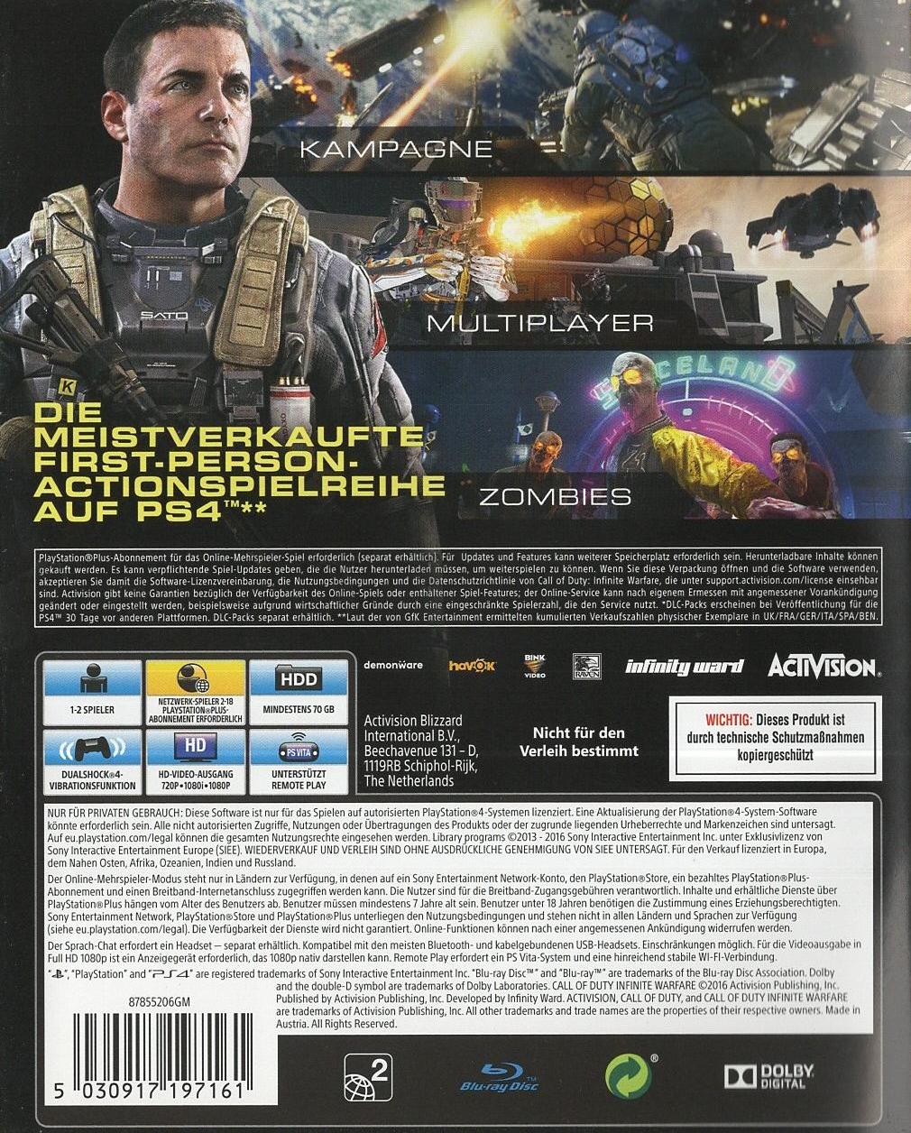 Call of Duty: Infinite Warfare - PlayStation 4 Rückseite