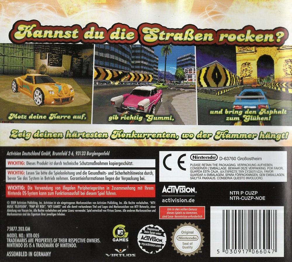 Pimp My Ride: Street Racing - Nintendo DS Rückseite