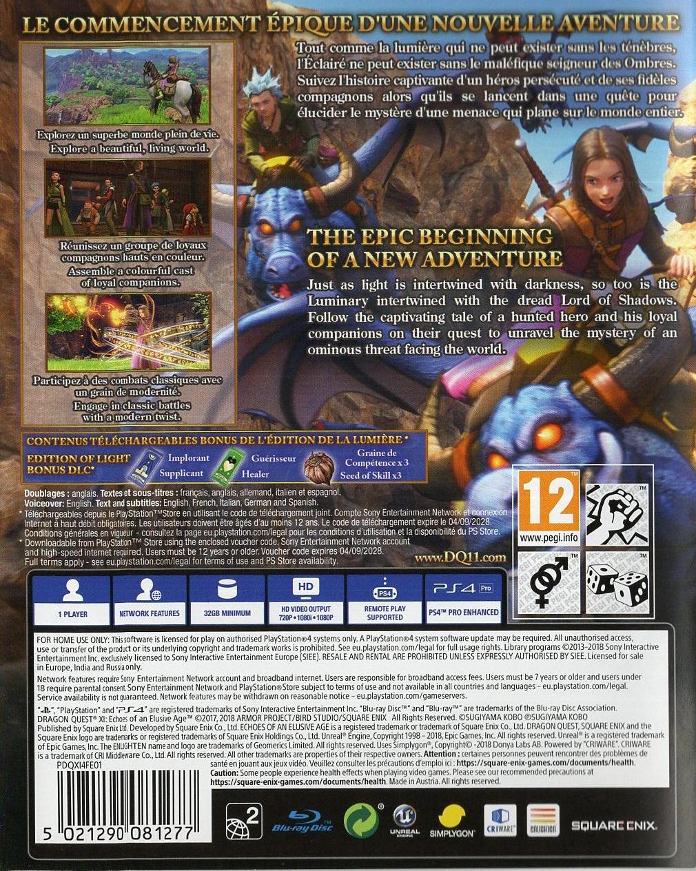 Dragon Quest XI - PlayStation 4 Rückseite