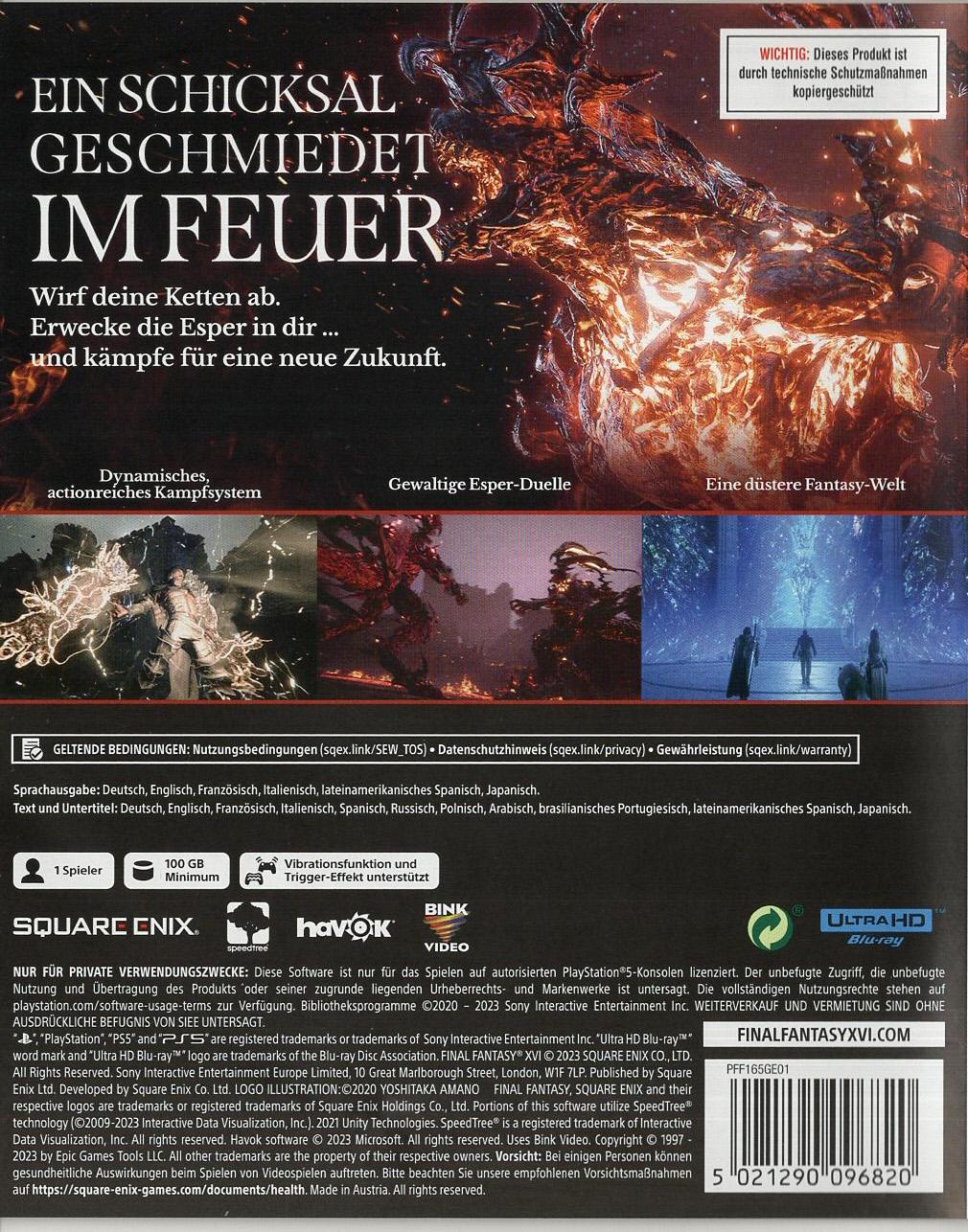 Final Fantasy XVI - PlayStation 5 Rückseite