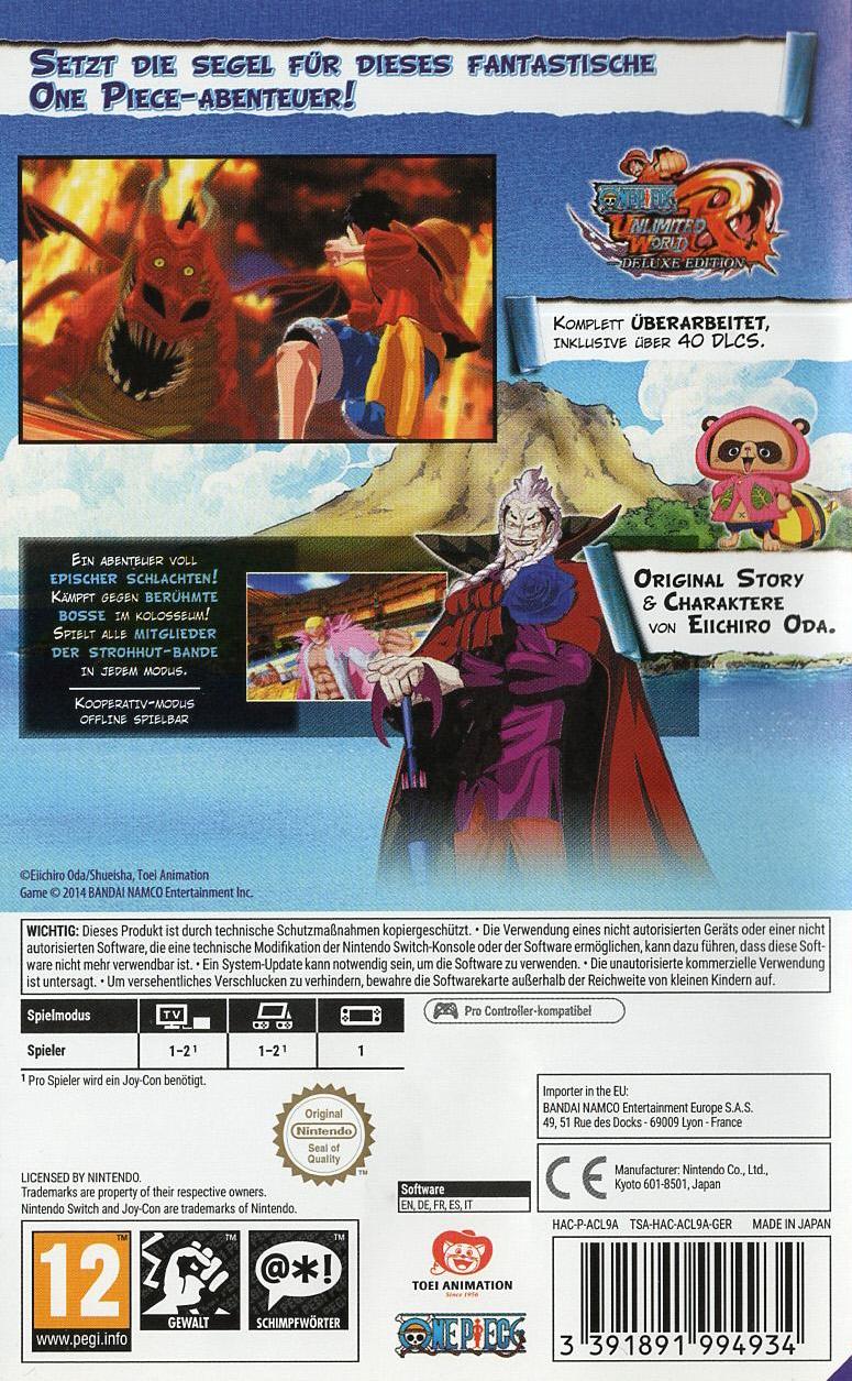 One Piece: Unlimited World Red - Deluxe Edition - Nintendo Switch Rückseite