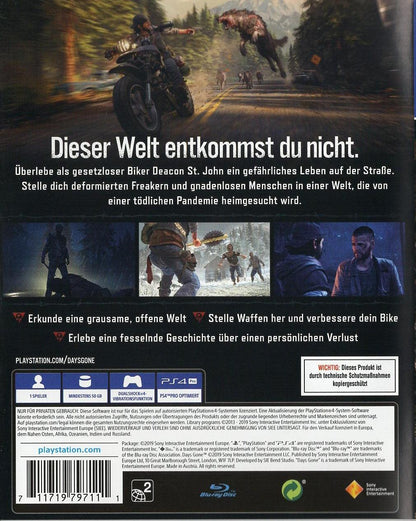 Days Gone - PlayStation 4 Rückseite