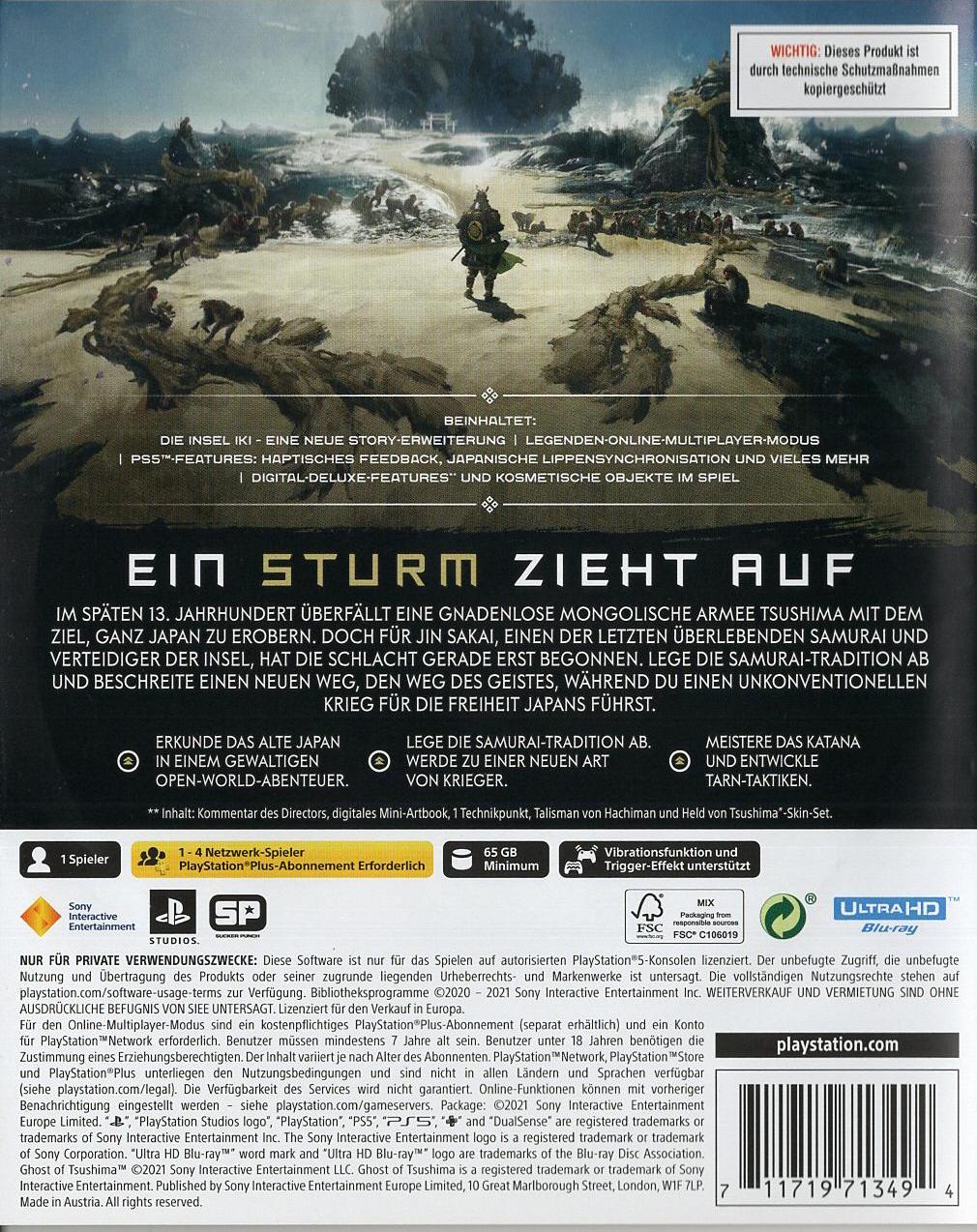 Ghost of Tsushima: Director's Cut - PlayStation 5 Rückseite
