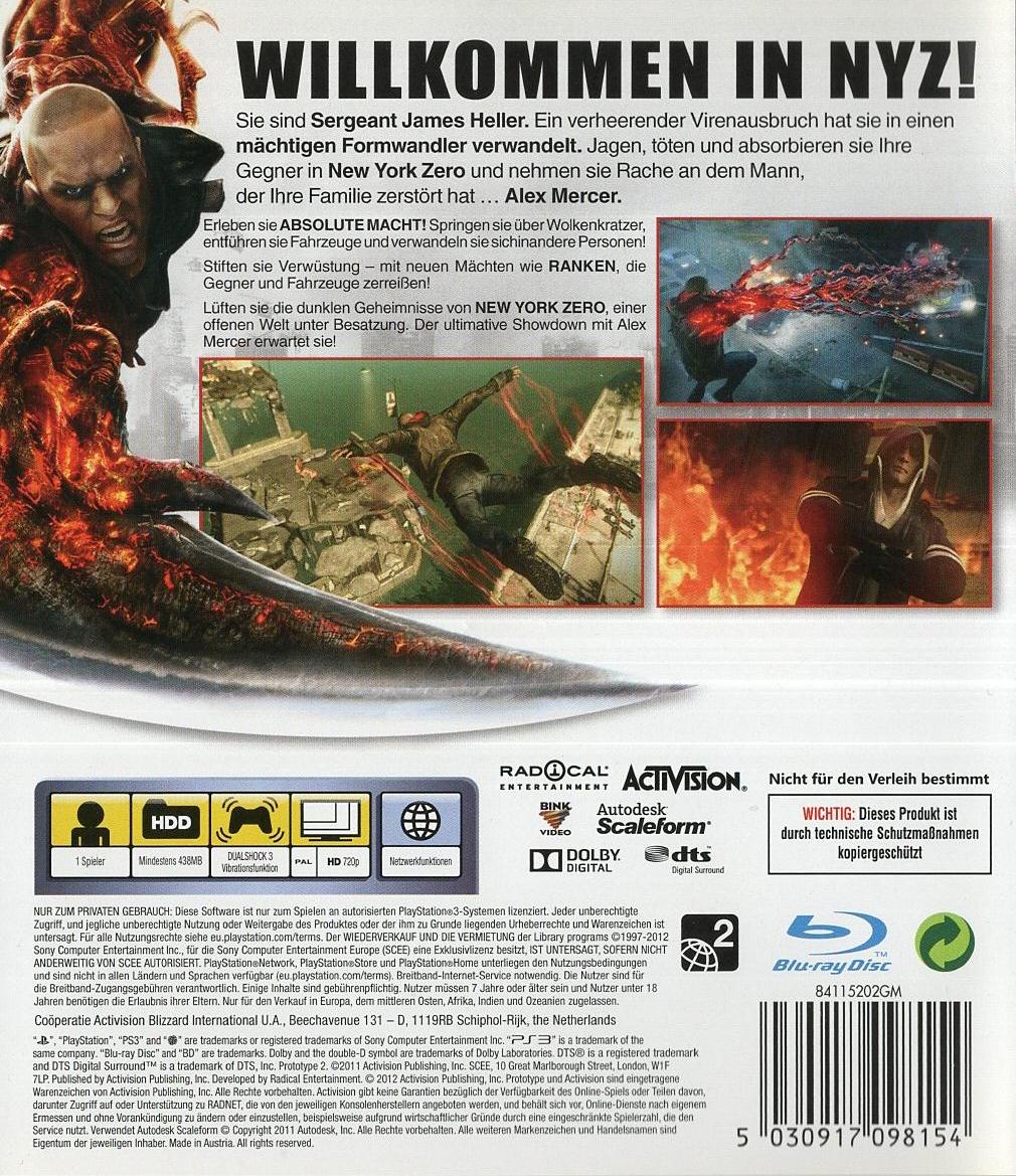 Prototype 2 - PlayStation 3 Rückseite