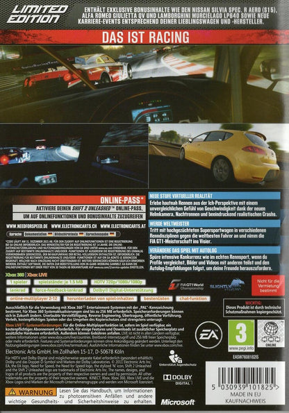 Shift 2 Unleashed - Xbox 360 Rückseite