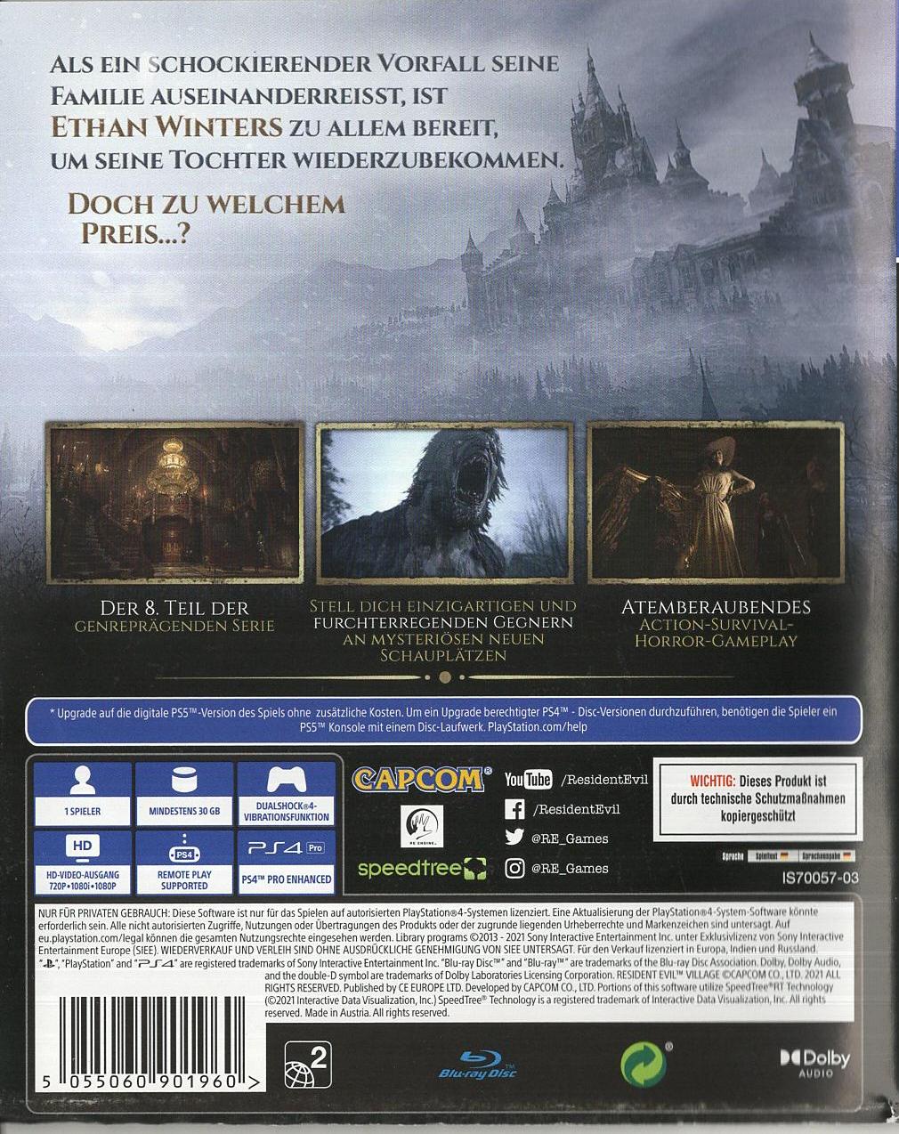 Resident Evil Village - PlayStation 4 Rückseite