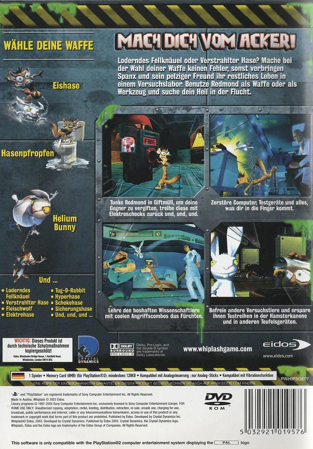 Whiplash - PlayStation 2 Rückseite