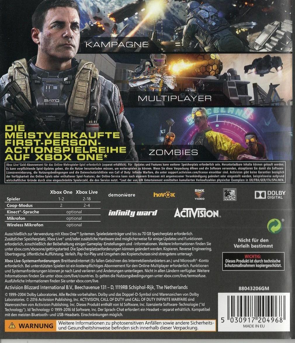 Call of Duty: Infinite Warfare - Xbox One Rückseite