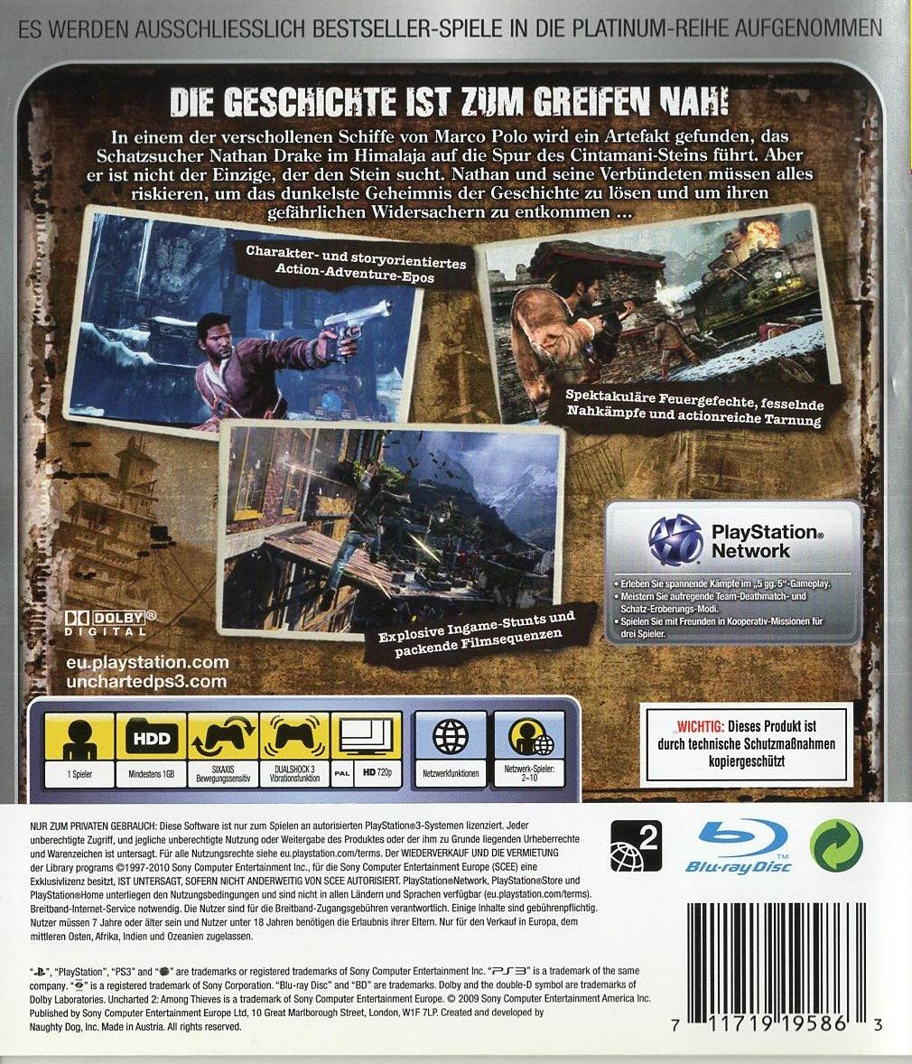Uncharted 2: Among Thieves - PlayStation 3 Rückseite