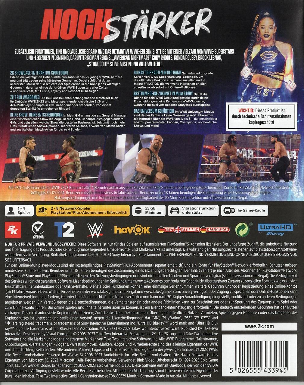 WWE 2K23 - PlayStation 5 Rückseite