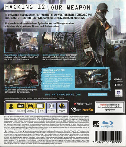 Watch Dogs - PlayStation 3 Rückseite