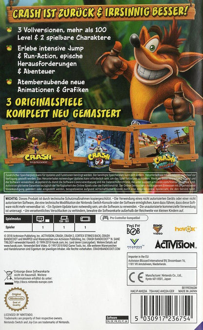 Crash Bandicoot N. Sane Trilogy - Nintendo Switch Rückseite