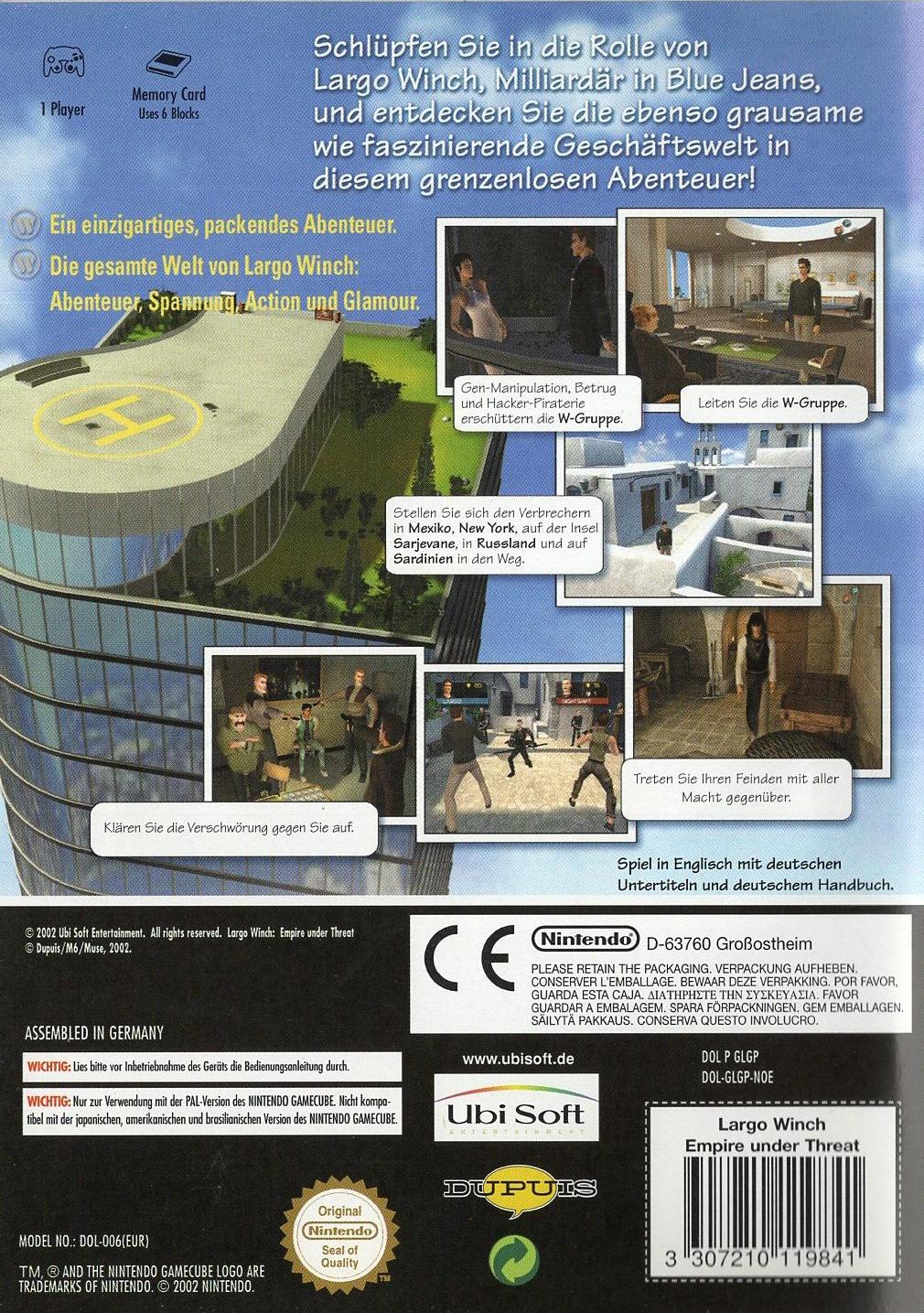 Largo Winch: Empire Under Threat - Nintendo GameCube Rückseite