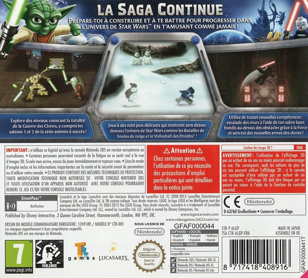 LEGO Star Wars III: The Clone Wars - Nintendo 3DS Rückseite