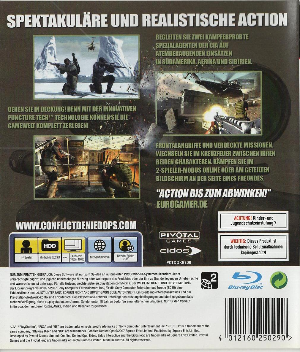 Conflict: Denied Ops - PlayStation 3 Rückseite