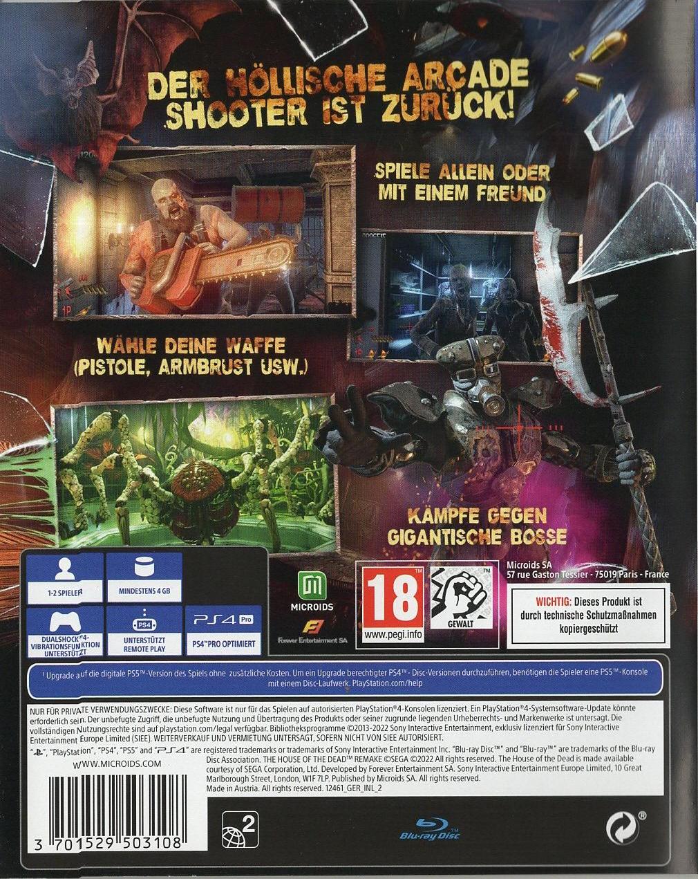 The House of the Dead Remake - PlayStation 4 Rückseite