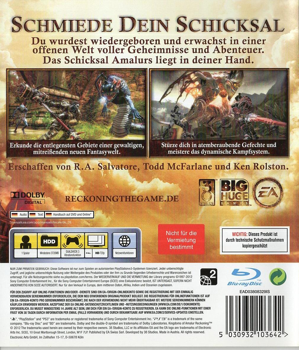 Kingdoms of Amalur: Reckoning - PlayStation 3 Rückseite