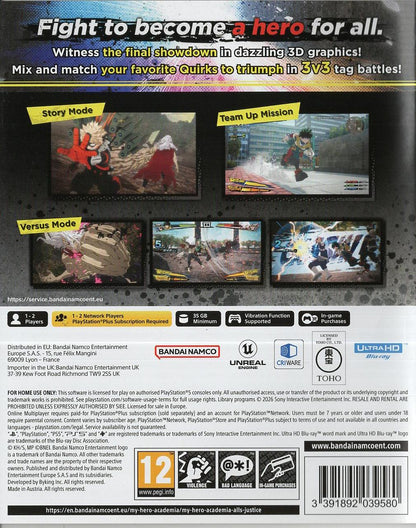 My Hero Academia: All Justice - PlayStation 5 Rückseite