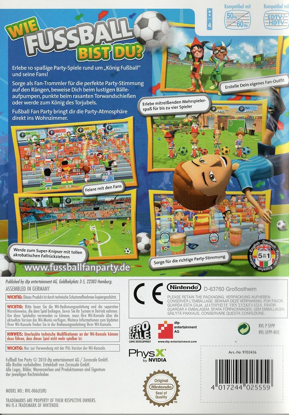 Fussball Fan Party - Nintendo Wii Rückseite
