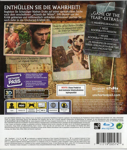 Uncharted 3: Drake's Deception - PlayStation 3 Rückseite