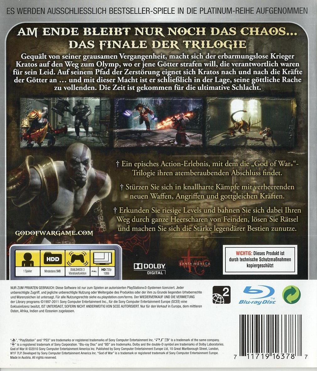 God of War III - PlayStation 3 Rückseite