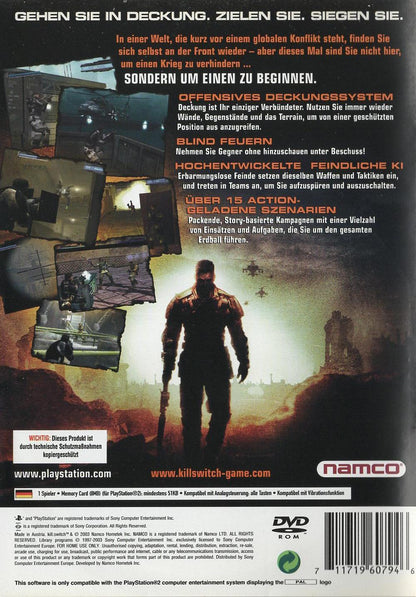 Kill Switch - PlayStation 2 Rückseite