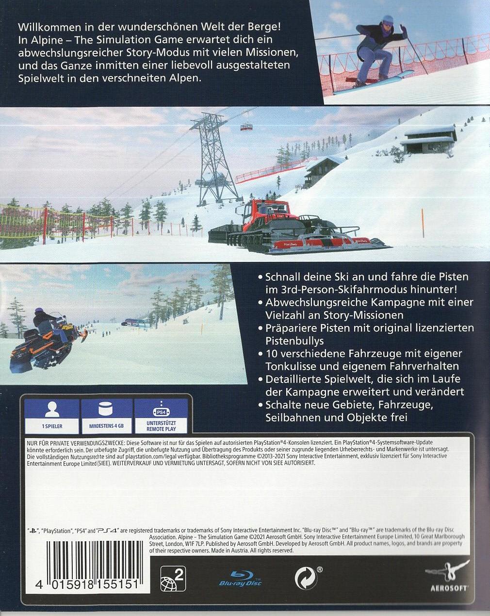 Alpine - The Simulation Game - PlayStation 4 Rückseite