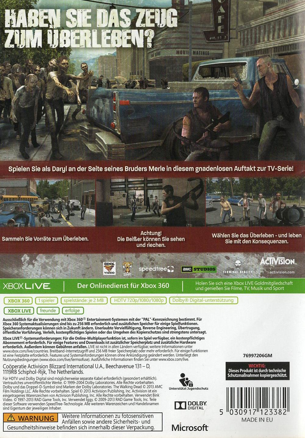 The Walking Dead: Survival Instinct - Xbox 360 Rückseite
