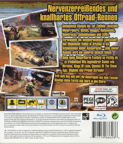 MotorStorm - PlayStation 3 Rückseite