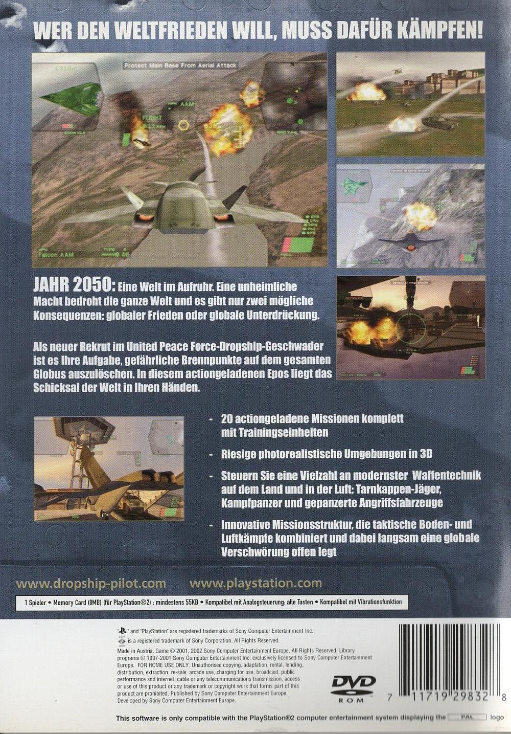 Dropship: United Peace Force - PlayStation 2 Rückseite