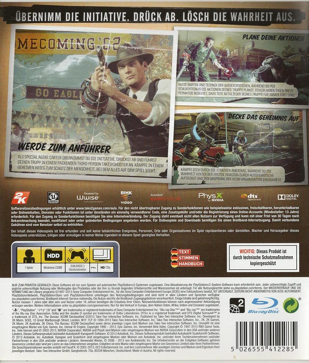 The Bureau: XCOM Declassified - PlayStation 3 Rückseite